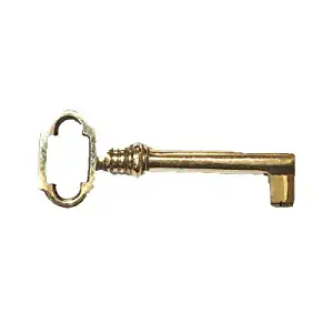 Polished Brass Hollow Barrel Skeleton Key for Cabinet Doors, Dresser Drawers, Grandfather Clocks - Antique, Vintage, Old Furniture | KY-12B