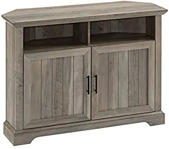 Walker Edison Furniture Company 44" Grooved Door Corner TV Stand - Gray Wash