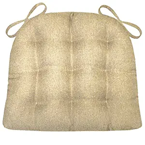 Barnett Products Dining Chair Pad with Ties - Hayden Beige Heathered Plain Weave - Size Standard - Reversible, Latex Foam Filled Cushion, Machine Washable (Almond, Tan)