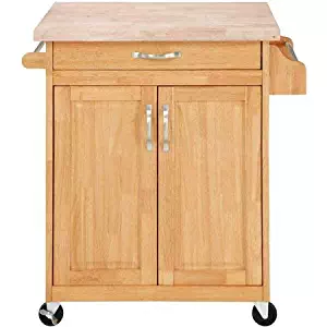 Mainstays Kitchen Island Cart, Natural. This Stylish Kitchen Furniture Has a Solid Wood Top. Kitchen Island SALE!! Drawer and Cupboard Provide All Your Kitchen Storage Needs. Sturdy Wheels For Moving Around. Towel Bar and Spice Rack.