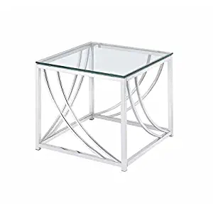 Square End Table with Swoop Accents Chrome