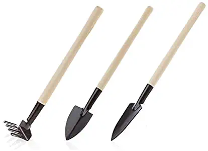 Pruning Tools - 3 Pcs Mini Garden Set Bonsai Shovel Rake Wooden Handle Planting Metal Head Gardener - Japanese Pruning Tools Trees Bonsai Ratchet Garden Shovel Wrench Mini Bonsai Scissor Spade