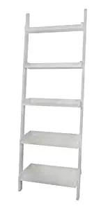 eHomeProducts White 5-Tier Leaning Ladder Book Shelf