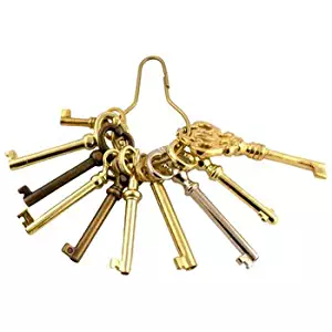 KY-10S Reproduction Antique Skeleton Key Set + Free Bonus (Skeleton Key Badge)