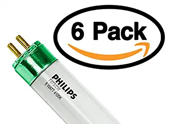 (6 Pack) Philips F8T5/CW 8 Watt 12 Inch T5 Linear Fluorescent Light Bulb 4100 Kelvin - G5 Miniature Bi-Pin Base 12 " Tube Light F8 T5