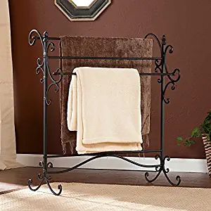 Southern Enterprises Scroll 3 Blanket Rack - Store Quilts, Comforters, Towels - Elegant Iron Metal Frame