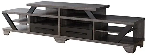 Furniture of America Dixon 82-inch TV Stand in Distressed Gray and Black
