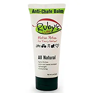 Ruby's Lube Voted Best for Triathlons and Ironmans Anti- Chaffing Chamois Cream | All Natural and Made in USA | Water & Sweat Resistant | Formulated by a 7 Time Ironman Winner - 3 oz Tube