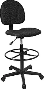 Flash Furniture Black Patterned Fabric Drafting Chair (Cylinders: 22.5''-27''H or 26''-30.5''H)