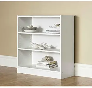 Mainstays 3-Shelf Bookcase | Wide Bookshelf Storage Wood Furniture (White)