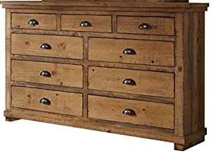 Progressive Furniture Willow Drawer Dresser, 66" x 20" x 44", Distressed Pine