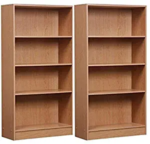 Orion Mylex 4-Shelf Bookcase Oak, Set of 2 + Free Tablecloth