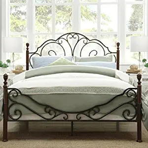 Iron Poster Bed Queen Size Elegant Sleigh Style