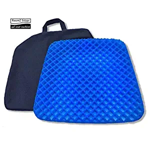 Gel Seat Cushion & Non-Slip Cover; Honeycomb Egg Crate Design Sitter Absorbs Pressure Points, Orthopedic Memory Foam Helps Back, Tailbone & Sciatica Pain Relief; Office Chair, Car Seat,Wheelchair