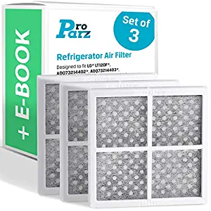 Refrigerator Air Filter Replacements - Pack of 3 Filters for LG and Kenmore - Includes Bonus E-Book - Replaces LG LT120F, Kenmore Elite 9918, 469918, 46-9918