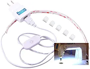 Razon Sewing Machine LED Light, 6.6ft Cord with Touch Dimmer and USB Power Supply, 5pcs Adhesive Clips, Cold White with 3M Adhesive Tape, Fits All Sewing Machines