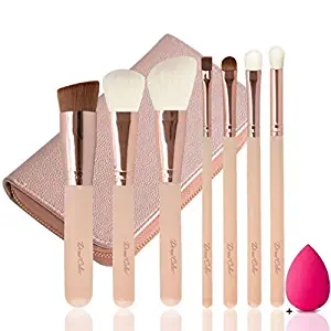 MaxColor Makeup Brushes Set Premium Synthetic Fiber Foundation Blusher Shadow Concealer Lip Makeup Brushes (7pcs Rose Golden)