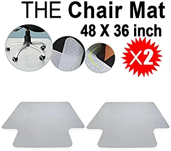 Office Chair Mat for Carpet Floors Plastic Carpet Floor Protector Mat Studded with Lip for Home Office Desk Chair 3MM Clear 48"x36" 2PCS