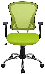 Flash Furniture Mid-Back Green Mesh Swivel Task Chair with Chrome Base and Arms