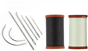 Sale! Upholstery Repair Kit! Coats & Clark Extra Strong Upholstery Thread 1 Naturel Spool, 1 Black Spool (150-Yard) Includes a Set of Heavy Duty Assorted Hand Needles, 7-count