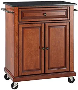 Crosley Furniture Cuisine Kitchen Island with Solid Black Granite Top - Classic Cherry