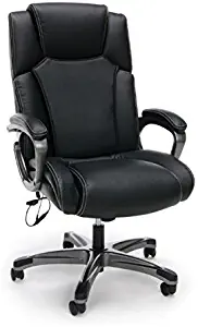 Essentials Massage Office, Computer, or Gaming Chair - Heated Shiatsu Plush Leather Executive Chair, Black
