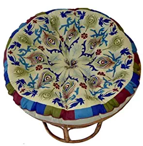 Cotton Craft Papasan Peacock Sage - Overstuffed Chair Cushion, Sink into our Thick Comfortable and Oversized Papasan, Pure 100% Cotton duck fabric, Fits Standard 45 inch round Chair