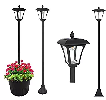 65" Street Vintage Outdoor Garden LEDs Bulb Solar Lamp Post Light Lawn - Adjustable