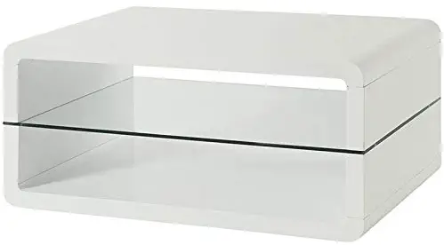 BOWERY HILL 2 Shelf Coffee Table in Glossy White