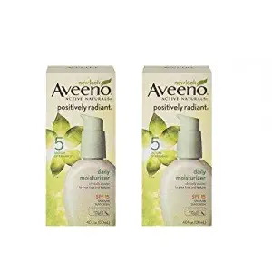 Aveeno Positively Radiant Skin Daily Moisturizer with Sunscreen Broad Spectrum SPF 15, 4-Oz (2-Pack)