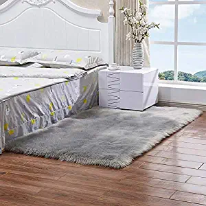 Carpet Rectangle Soft Faux Sheepskin Fur Area Rugs for Bedroom Floor Shaggy Silky Plush Carpet White Faux Fur Rug Bedside Rugs