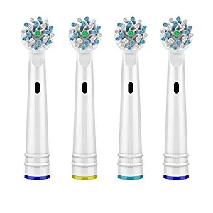 Best Electric Toothbrush Head Replacements Compatible with Oral B Braun, Round Heads & Soft Bristles，4 Count（Cross Action）