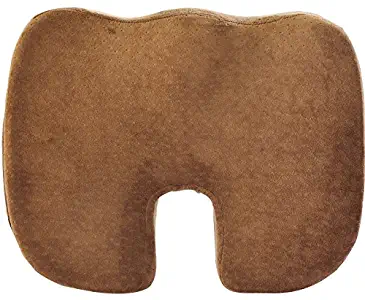 Dr. Ergo, Chiropractor Grade, Extra Firm Crush-Proof High Density Memory Foam Seat Cushion, Coccyx, Tailbone and Sciatica Back Pain Relief, Non Slip Bottom for Wheelchair, Car and Chair - Brown 
