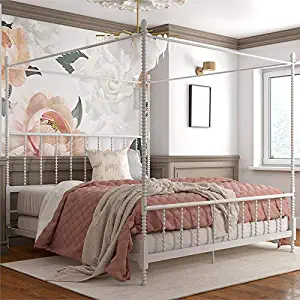 DHP Emerson Metal Canopy Bed in King Size Frame in White