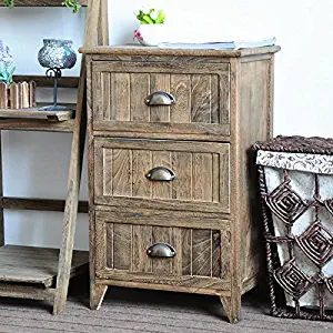 DL-Furniture Fully Assembled 100% Solid Wood Classic Jungle Natural Night Stand 3 Drawer Storage Shelf Organizer | Jungle Natural Finish