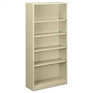 HON - Metal Bookcase, 5 Shelves, 34-1/2w x 12-5/8d x 71h, Putty - Sold As 1 Each - 34-1/2w x 12-5/8d. Shelves adjust in 1/2" increments.