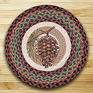 Earth Rugs BR &Nameinternal CH-081 Pinecone Printed 15.5" Round Chair Pad with Matching Ties