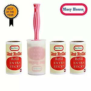 Macy house Lint Roller 4-Rollers, 60-Sheets/Roller (240 Sheets Total).Best for Pet Hair Removal and Dog and Cat Lint Remover Pet Lint Roller with Durable Hand