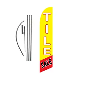 Tile Sale Advertising Feather Banner Swooper Flag Sign with Flag Pole Kit and Ground Stake