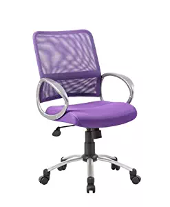 Boss Office Products B6416-PR Mesh Back Task Chair with Pewter Finish in Purple