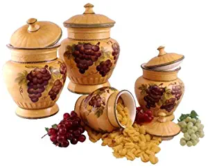 4pc ceramic canister set tuscany grape