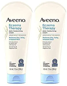 Eczema Therapy Daily Moisturizing Cream for Sensitive Skin, Soothing Lotion with Colloidal Oatmeal for Dry, Itchy, and Irritated Skin, Steroid-Free and Fragrance-Free, 7.3 oz (2 Pack)