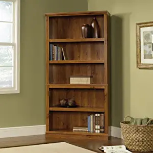 Best Care LLC 5-Shelf Bookcase Countrz Designed, Made of Wood, with Three Adjustable Shelves, Bookshelf, Living Room Furniture or Home Office, Abbey Oak, Bonus E-Book