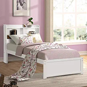 Hooseng Shelf Platform Bedroom Furniture, White