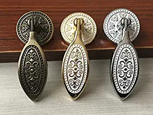 (Set of 1) Tear Drop Pull Dresser Drawer Knob Cabinet Pull Gold Silver White Antique Bronze - 10 x Screw Ony