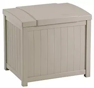 Suncast Resin Patio Storage Box - Outdoor Bin Stores Tools, Accessories and Toys - Taupe