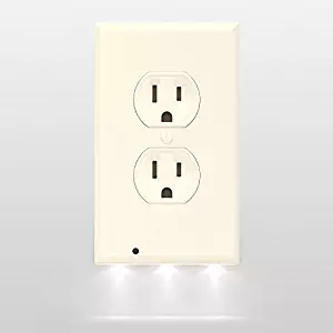 SnapPower Guidelight - Outlet Wall Plate With LED Night Lights - No Batteries Or Wires - Installs In Seconds - (Duplex, Light Almond) (1 Pack)