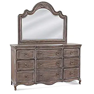 American Woodcrafters Genoa Antique Gray 9-Drawer Triple Dresser and Mirror