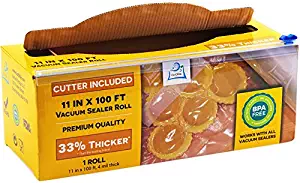 11" x 100' Mega Roll & Cutter Box Vacuum Sealer Bags Roll (No More Scissors) 4 mil 100 Foot OutOfAir Foodsaver, Weston, Seal-A-Meal. 33% Thicker, BPA Free, FDA Approved, Sous Vide, Commercial Grade
