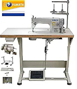 Yamata Industrial Sewing Machine FY-8700 Lockstitch Sewing Machine with Servo Motor + Table Stand + LED Lamp Commercial Grade Sewing Machine for Sewing All Types of Fabrics (DDL-8700)